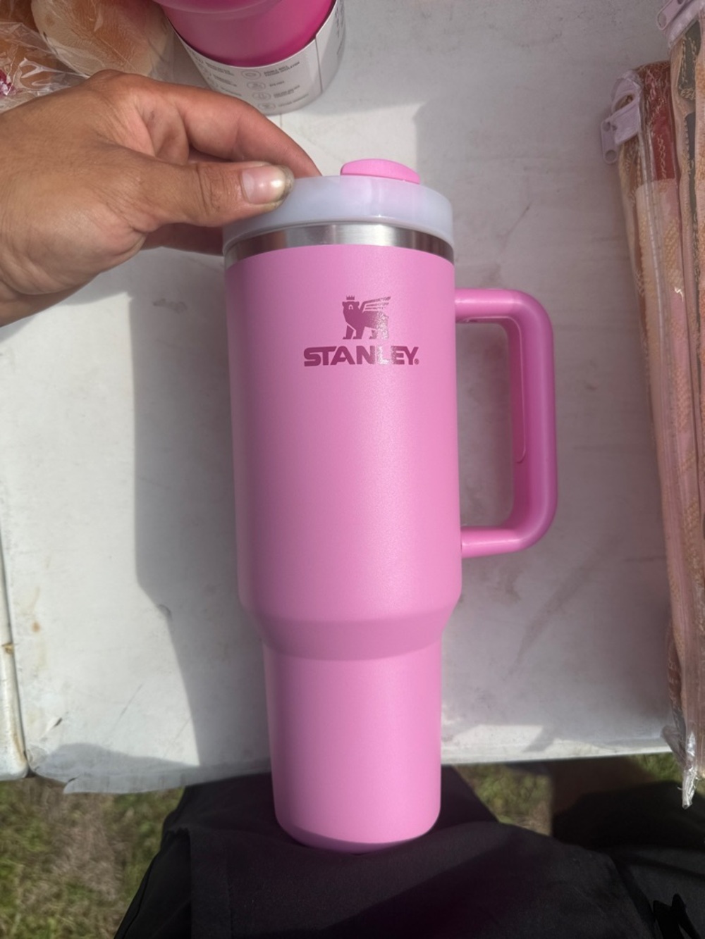 Stanley Pink Travel Tumbler with Handle